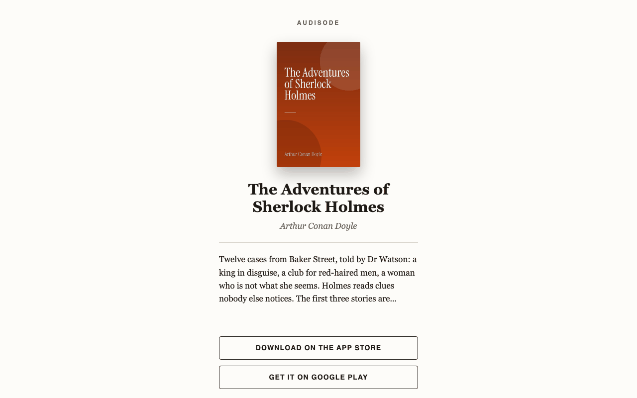 The shared book page showing a book cover, title, author and store buttons